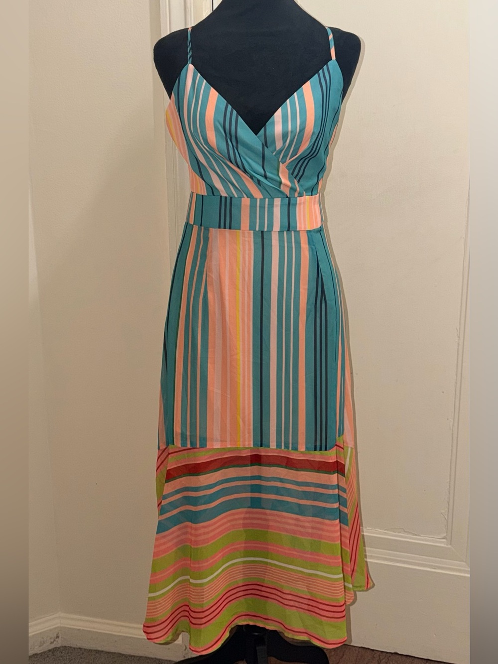 L’Atiste Multicolored Striped Midi Dress Size M - NWT